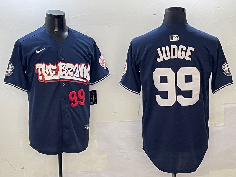 Men New York Yankees 99 Judge Drak Blue four generations Joint Name 2025 Nike MLB Jersey style 3